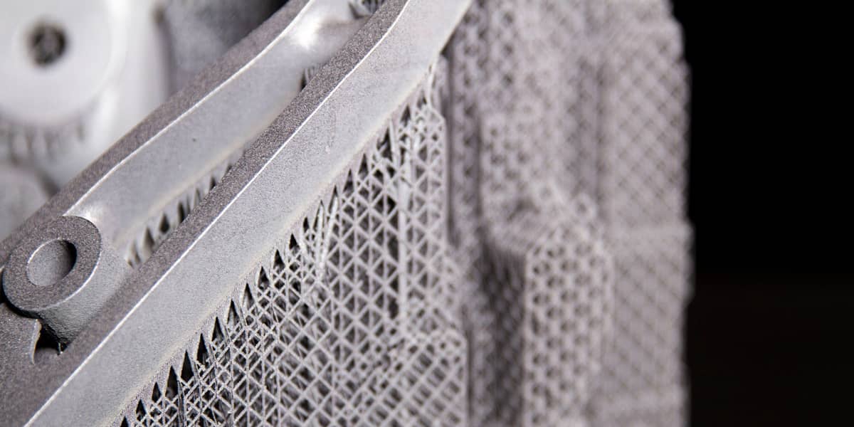 A close look at metal 3D-printed support built in Materialise e-Stage