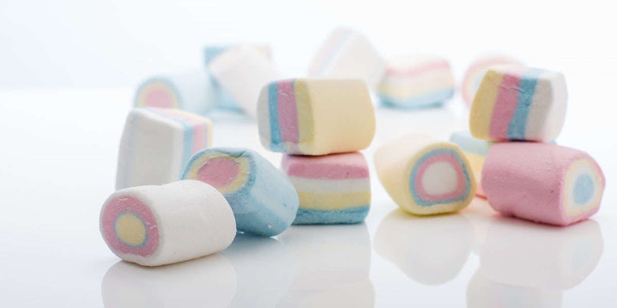 Circular rainbow marshmallows