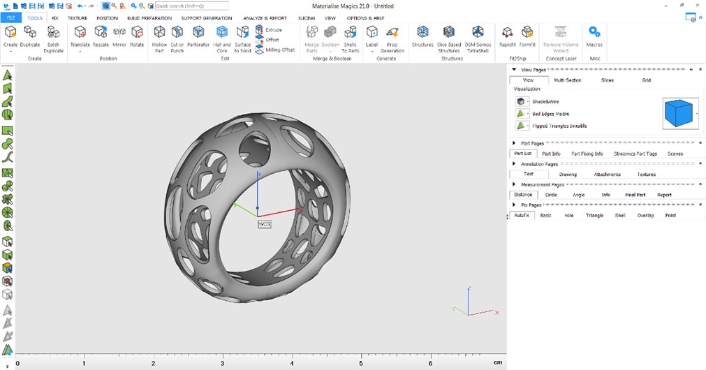 Finger ring in Materialise Magics software 