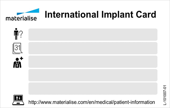  back patient implant card aMace