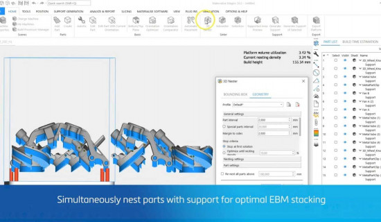 3D Nesting With Supports For EBM - Materialise Magics 26