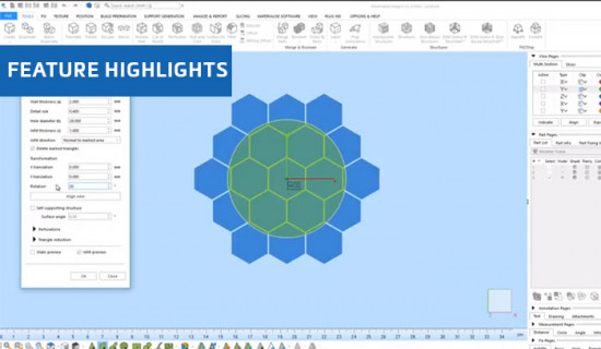 Honeycomb Structure Preview in Materialise Magics